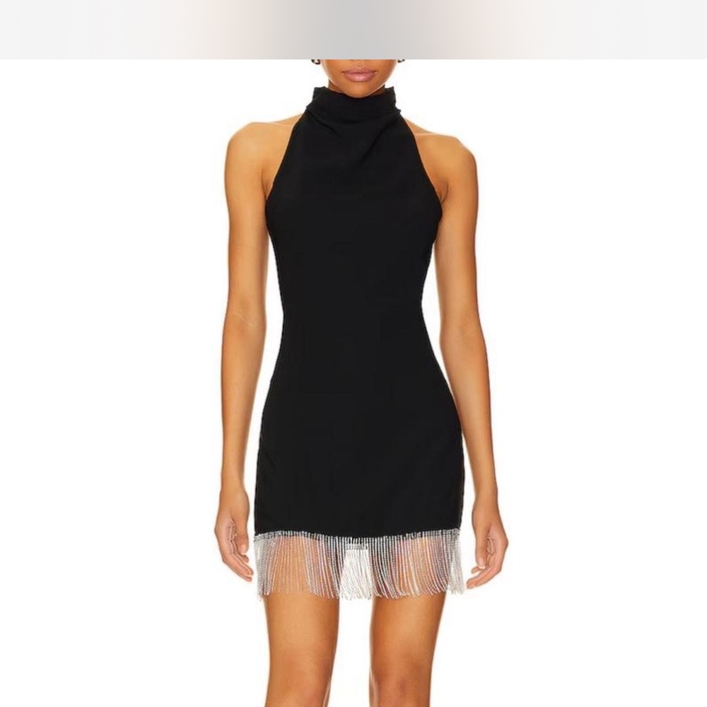 Amanda Uprichard Black Sheath Mini Dress Halter Neck